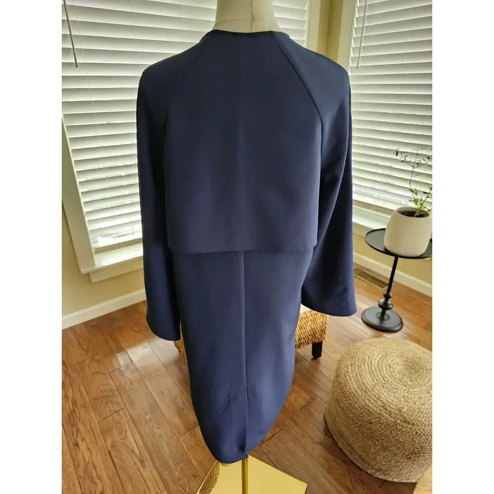 H By Halston Waterfall Caridigan Jacket Women's Size 0 Navy Blue Bell Sleeves - Picture 5 of 9